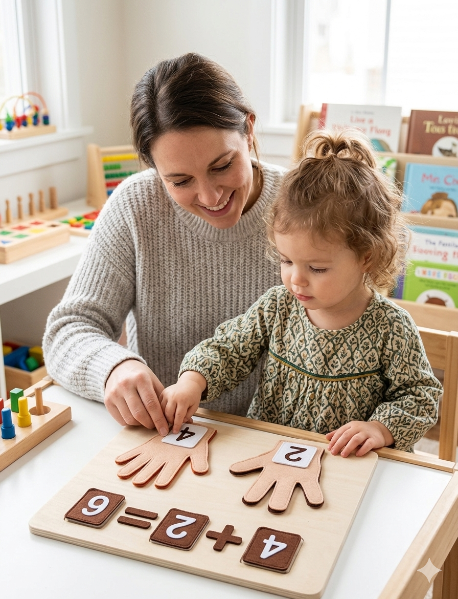 Jouet Montessori en feutre : Apprendre à compter avec les doigts
