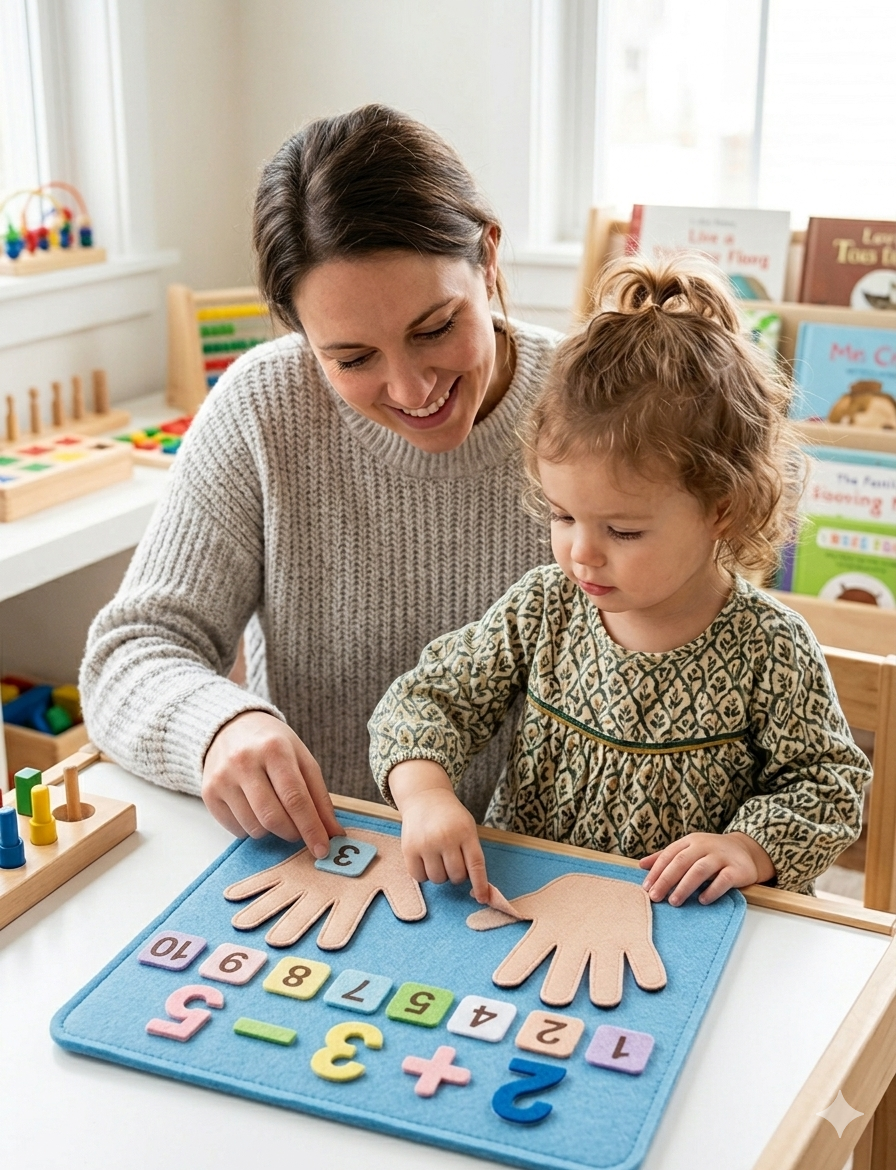 Jouet Montessori en feutre : Apprendre à compter avec les doigts